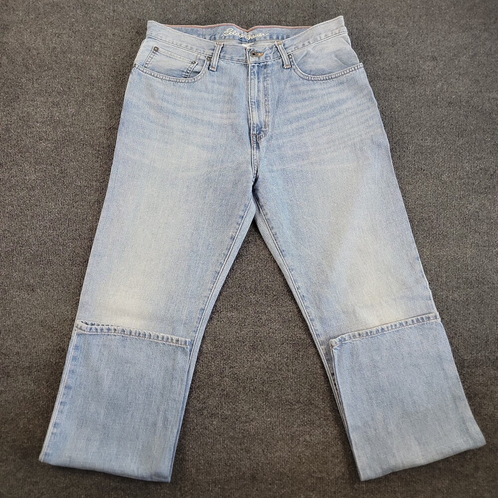 Eddie Bauer Men's Size 34x36 Relaxed Fit Blue Jeans Ankle Length